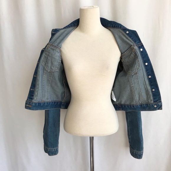 Topshop Moto Blue Denim Jacket Size 4 - Picture 3 of 11
